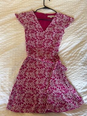 LOFT Pink & White Lace Mini Dress